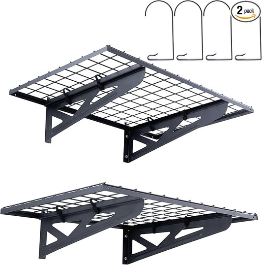 VEVOR Garage Shelving Wall Mounted, 2 x 3 ft Heavy Duty Garage Wall Shelves, 500 lbs Load Capacity Garage Storage Rack Floating Shelves, 2 Pack, Suitable for Shop, Shed, Garage Storage