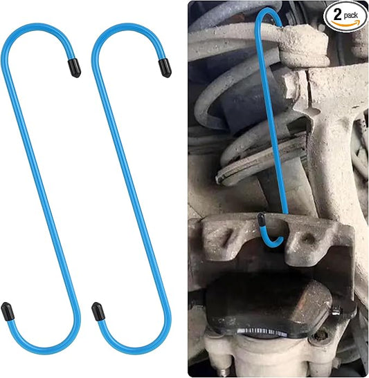 2PCS Brake Caliper Hangers,Brake Caliper Tool/Brake Caliper Compression Tool for Changing Brake Pads,Braking,Universal Automotive Tools Brake Caliper Hooks with Rubber Caps (2, Blue)