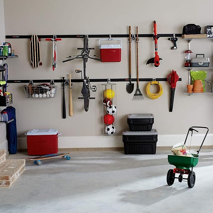 Rubbermaid FastTrack Garage Organization System, Vertical Bike Hook, Black, Holds up to 50 Pounds, Wall Mount and Heavy Duty Garage Hanger for Bike Storage