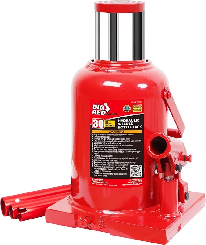 BIG RED 30 Ton (60,000 LBs) Capacity Low Profile Hydraulic Welded Ultra Duty Bottle Jack, TAM93007