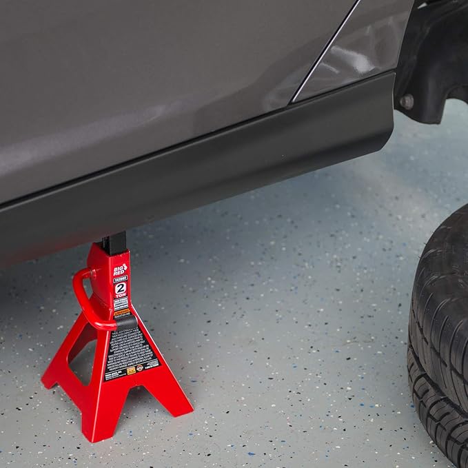 BIG RED T82040 Torin Hydraulic Trolley Floor Service/Floor Combo with 2 Jack Stands and Rolling Garage/Shop Creeper, 2 Ton (4,000 lb) Capacity, Red