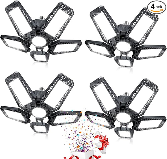 LED Garage Lights - 160W 16000LM 6500K Garage Lights Garage LED Lights Screw in with 5+1 Deformable Panels, Garage Lights Ceiling LED for Garage, Workshop, Basement Support E26/E27 (2)
