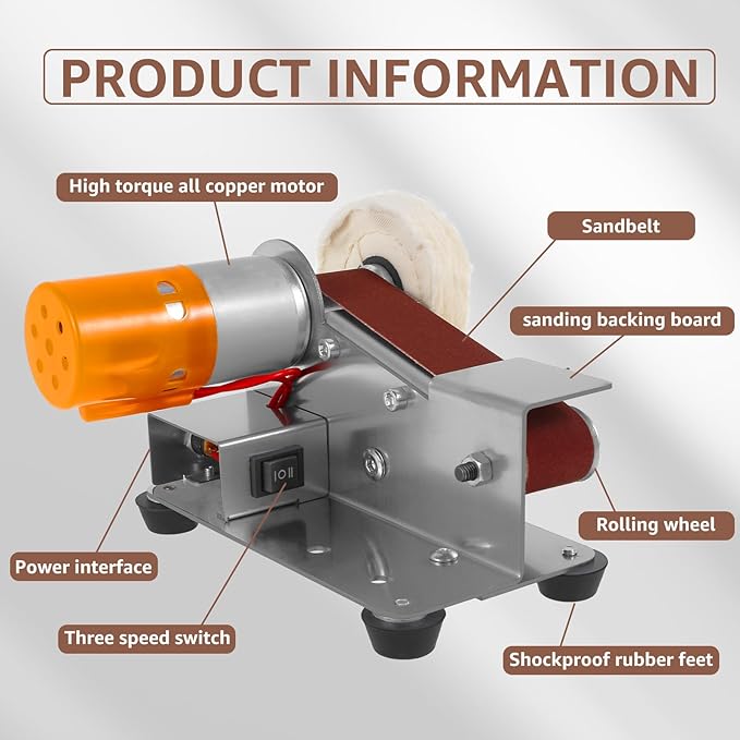 Mini Belt Sander,15 Degree Electric Belt Grinder,7 Adjustable Speed Electric Knife Polishing Sharpener Machine,Heavy Duty Electric Sander w/30 Sanding Belt,Electric Grinding Machine for Metal Jewelry