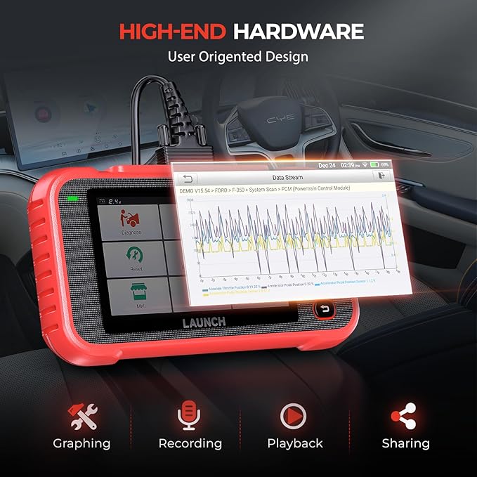 LAUNCH OBD2 Scanner CRP129I V2.0, Car Diagnostic Scan Tool Check Engine Transmission ABS SRS with 12 Reset DPF Oil ADBLUE AFS AIRFUEL Bleed BMS Brake ETS INJEC SAS TPMS, Auto VIN Code Reader