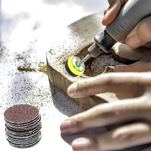 100pcs 1inch 320 Grit Hook and Loop Sandpapers Sander Disc Sanding for Drill Grinder Rotary Tools