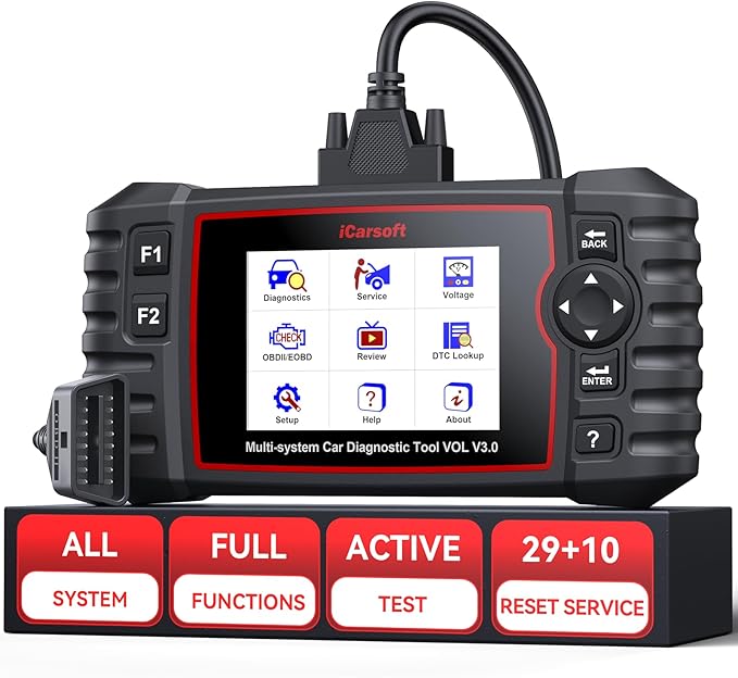 Bidirectional OBD2 Diagnostic Scanner for Volvo/SAAB, 2025 iCarsoft VOL V3.0 Scan Tool 29 Resets,Active Test, All System 118 Live Graph Data Engine Fault Code Reader, Battery Test