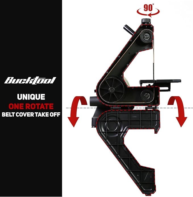 Bucktool 1x30 Inch Bench Belt Sander with 5 Inch Disc with Wrench Storage and Easy Belt Cover Off, 1/3HP Direct Drive Benchtop Belt Disc Sander