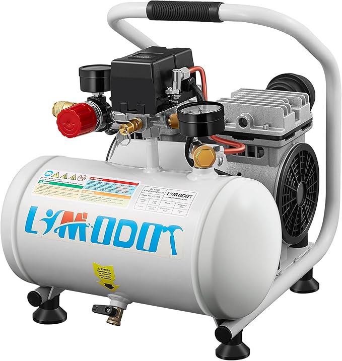 Ultra Quiet Air Compressor Portable, 60 dB, Silent And Electric Air Compressor For Car and Bike Tires, Nail Gun, And Pneumatic Tools, Garage, Shop, Or Mechanic Accessories, 115V