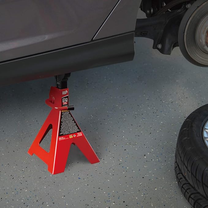 BIG RED T41202 Torin Steel Jack Stands: 12 Ton (24,000 lb) Capacity, Red, 1 Pair