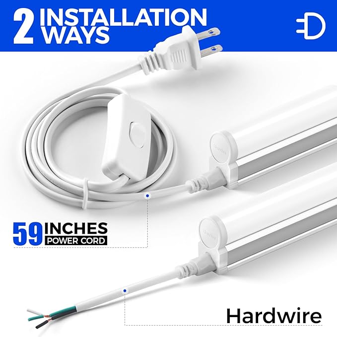 Barrina LED Shop Light, 4 ft 2200lm 6500K (Super Bright White) T5 Fixture, Linkable Shop Lights, Strip Lights, Tube Lights for Garage Warehouse Workshop Basement, ETL Listed, Plug and Play, 8-Pack
