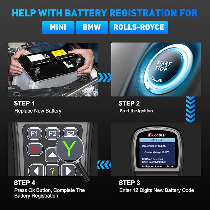 OBD2 Scanner Code Reader for BMW Mini Rolls-Royce Full System Diagnostic Scan Tool, 30+ Special Functions Incl Battery Registration Oil Light EPB ABS SAS DSC DME SRS Reset Bi-Directional Active Test