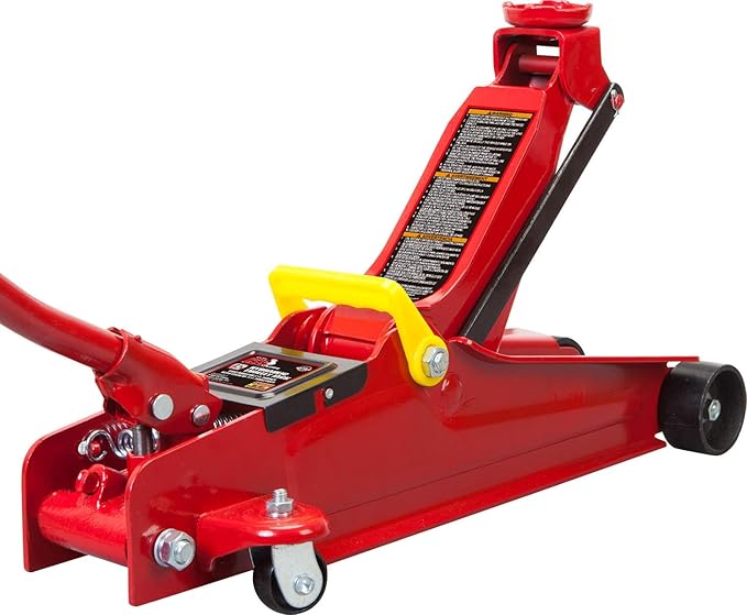 BIG RED TAM825051 Torin Hydraulic Low Profile Trolley Service/Floor Jack with Single Piston Quick Lift Pump, 2.5 Ton (5,000 lb) Capacity, Red