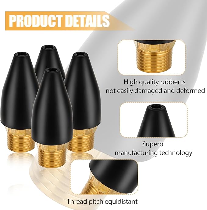 4 Pcs Air Nozzle Tip, Rubber Air Tool for Air Nozzle Tips, Black Air Hose Nozzle for Air Tool, Air Nozzle for Air Compressor, Air Pump Nozzles, Nozzles for Air Pump