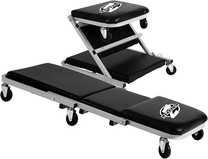 Pro-Lift T-6903D Double Pin Jack Stands + Pro-Lift C-2036D Grey Z-Creeper Seat