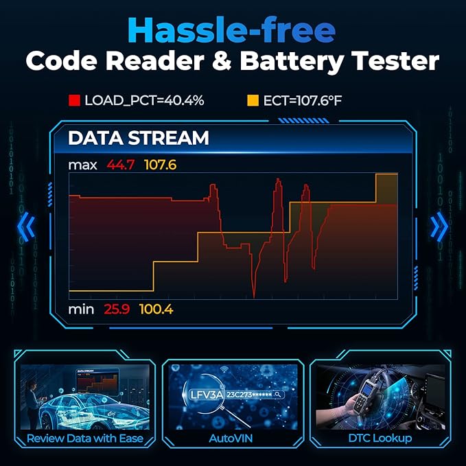 TOPDON AL500B OBD2 Scanner Battery Tester 2 in 1 Code Reader, Full OBDII Diagnosis, 12V Battery Tests & 12V/24V Cranking Tests, Charging Tests, Scan Tool, Car Diagnostic Tool for All OBDII Cars