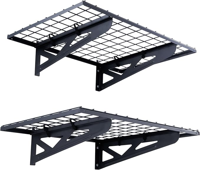 VEVOR Garage Shelving Wall Mounted, 2 x 3 ft Heavy Duty Garage Wall Shelves, 500 lbs Load Capacity Garage Storage Rack Floating Shelves, 2 Pack, Suitable for Shop, Shed, Garage Storage