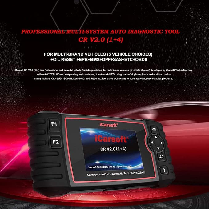 iCarsoft CR V2.0 Diagnostic Scan Tool for Multi-Brand Vehicles (10-19 Vehicle Choices) +Oil Reset +EPB+BMS+DPF+SAS+ETC+BLD+INJ