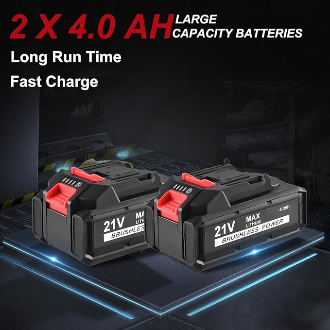 AOBEN Power Impact Wrench 800N.M, 1/2 Inch Cordless Impact Gun, High Torque 590 Ft-lbs Electric Impact Wrench Set with 2 X 4.0Ah Battery, Fast Charge, 6 Sockets, Tool Case