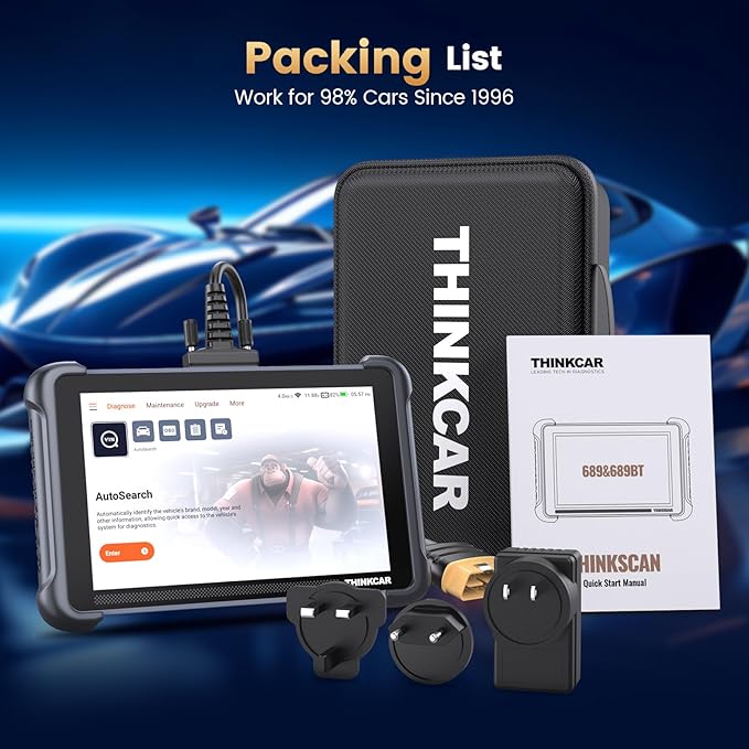 Thinkcar ThinkScan 689 OBD2 Scanner, Bidirectional Scan Tool with Lifetime Free Update, 34+ Reset, 3000+ Active Test, ECU Coding, PMI, All System Diagnostic Scanner for Car, CANFD & DOIP, FCA SGW