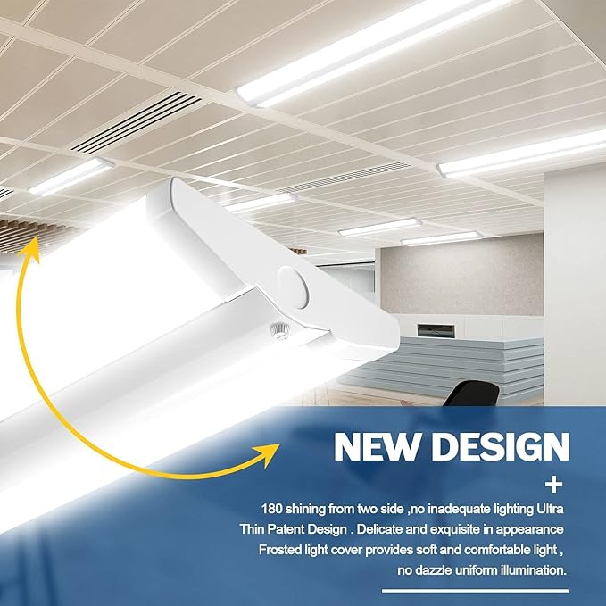ANTLUX 4FT LED Wraparound Light Fixture 50W Ultra Slim LED Shop Lights for Garage, No Glare, 5500 Lumens, 5000K, 4 Foot Flush Mount Office Ceiling Wrap Light for Workshop Kitchen, 4 Pack