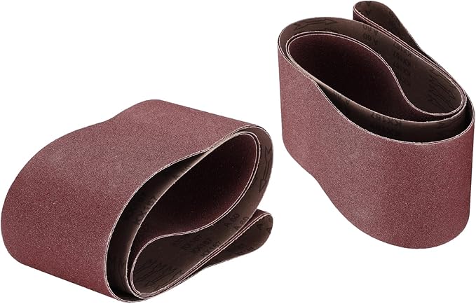 uxcell 2pcs 6" x 89" Sanding Belts 60 Grits Aluminum Oxide Abrasive Belt Sander Paper Sanding Papers for Metal Wood Grinding Polishing, Reddish Brown
