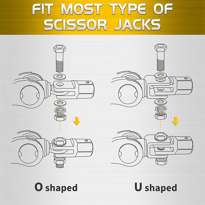 TONDA Scissor Jack Drill Adapter for 1/2 Inch Impact Wrench or 13/16 Inch Lug Wrench