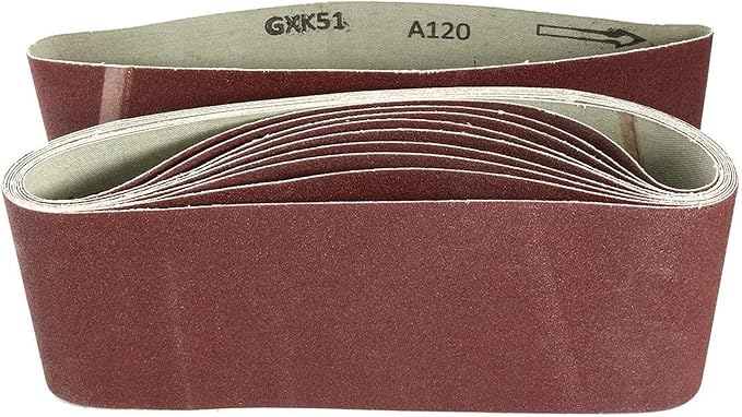 10 Pack 4 x 24 inch Sanding Belts 120 Grit Sanding Paper, Aluminum Oxide Abrasive Sander Belts for Metal Grinding Woodworking