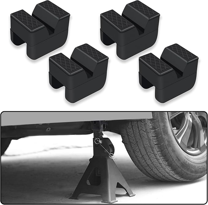 3 Ton Car Jack Stand Pads,Slotted Rubber Pinch Weld Jack Adapter for Protecting Car Chassis,Universal Car Accessories Car Jack Pad for Most Car,Truck,SUV,RV,Van (4PCS)