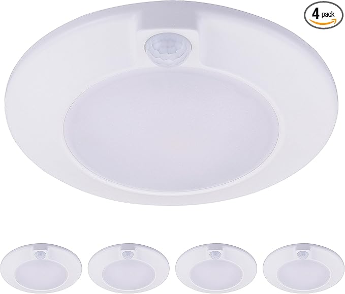 CLOUDY BAY [4 Pack] Motion Sensor Ceiling Light Indoor,120V CRI90 10W 5000K Bright Day Light,6.5 inch LED Flush Mount Ceiling Lighting Fixture for Garage,Walk-in Closet,Attic,Pantry Wet Location