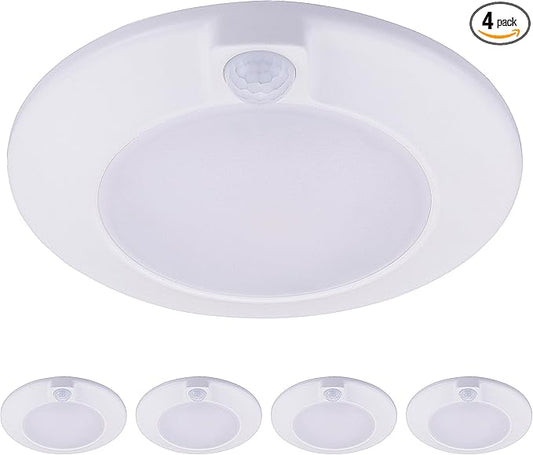 CLOUDY BAY [4 Pack] Motion Sensor Ceiling Light Indoor,120V CRI90 10W 5000K Bright Day Light,6.5 inch LED Flush Mount Ceiling Lighting Fixture for Garage,Walk-in Closet,Attic,Pantry Wet Location