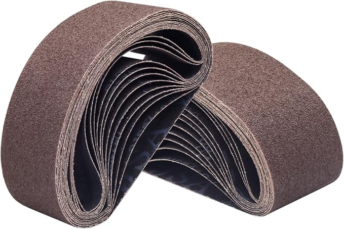 3 x 21 Belt Sanders Sanding Belts (6 Each of 40 60 80 120 Grits) for Woodworking, Aluminum Oxide Belt Sander Sandpaper, 24 Pack