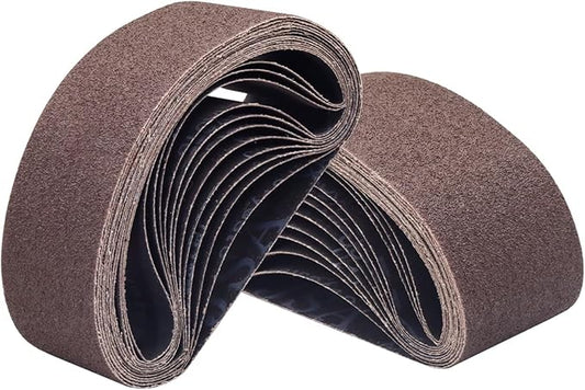 3 x 21 Belt Sanders Sanding Belts (6 Each of 40 60 80 120 Grits) for Woodworking, Aluminum Oxide Belt Sander Sandpaper, 24 Pack