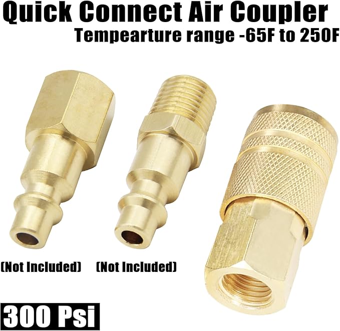Air Hose Fittings Brass Industrial Coupler 1/4-inch NPT Female Thread Compressor Quick Connect Fittings For Professional Jobsites and Automotive Shops I/M Style 2 Piece