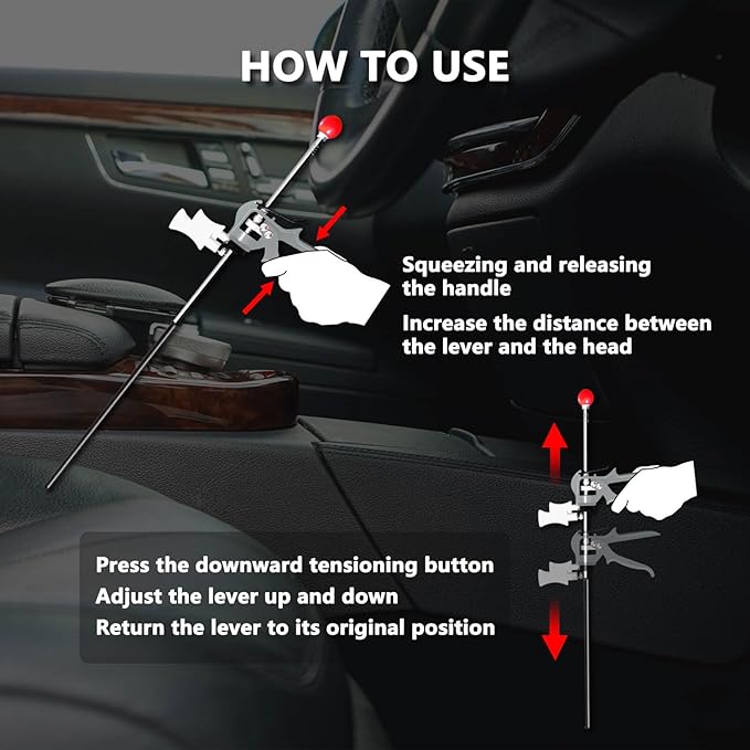 RAMATA 15" Steering Wheel Holder & Brake Pedal Depressor Tool, Accelerator, Clutch Pedal Depressor Also for Vehicles Truck Brake, Throttle, Gas Pedal for Vehicles Testing Maintenance, Max up 33"