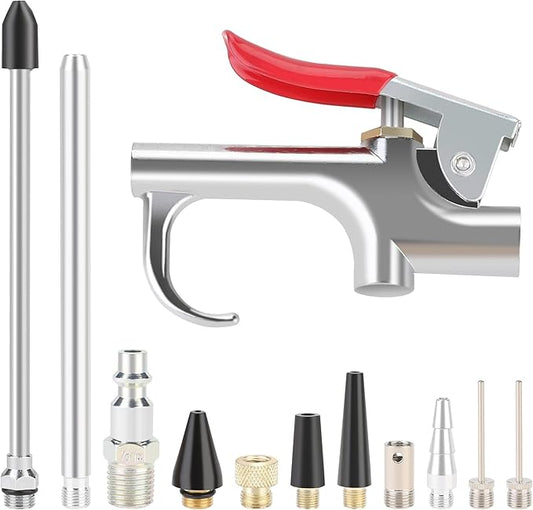 WYNNsky Air blow Gun Kit, 2PCS Air Flow Extensions, 4PCS Nozzle Tip, 13PCS Air Compressor Accessories Kit