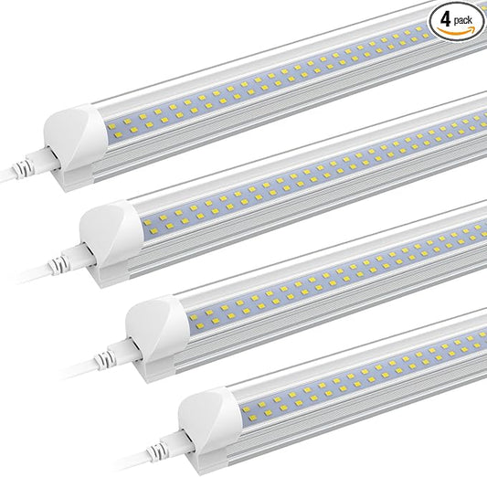 SHOPLED 8FT LED Shop Light - 72W 9360LM 6000K Cool White Ceiling Light Fixtures, T8 LED Tube Lights, 8 Foot LED Shop Lights for Garage, 4 Pack
