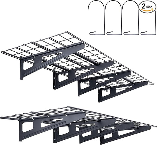 VEVOR 2 x 6 ft Garage Shelving Wall Mounted, 2 Pack Heavy Duty Garage Wall Shelves 1000lbs Capacity, Garage Storage Rack Floating Shelves for Shop, Shed, Garage Storage