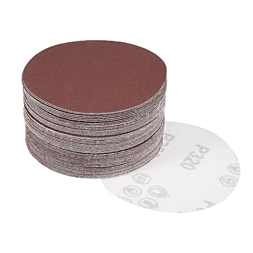 uxcell 50Pcs 4 Inch Hook and Loop Sanding Disc 320 Grits Flocking Sandpaper for Random Orbit Sander Brown