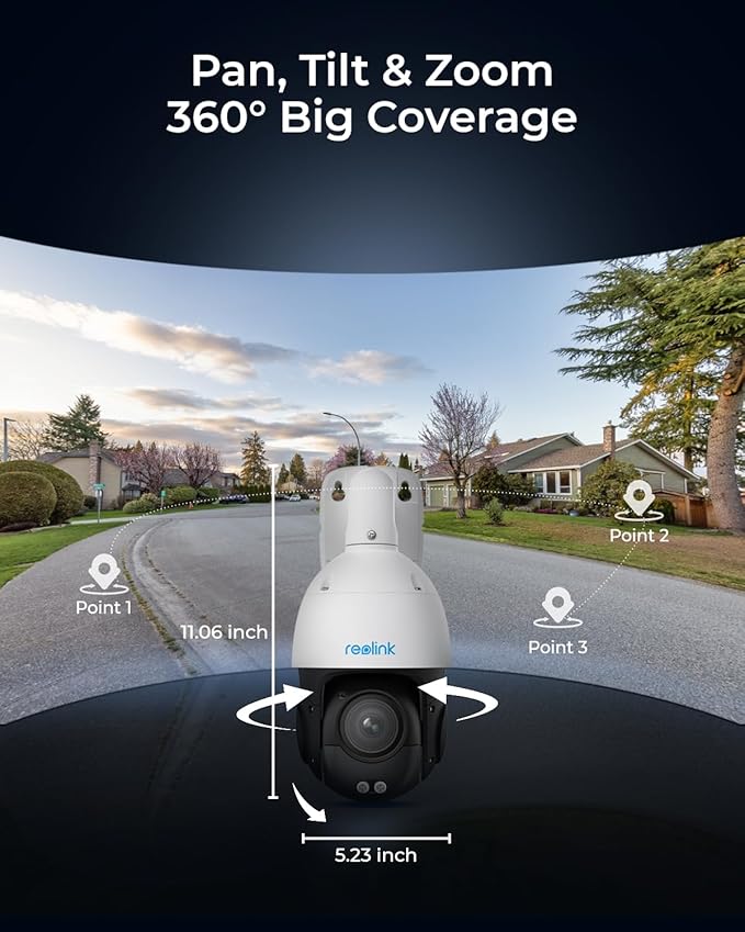 REOLINK RLC-823S2, Smart 4K/8MP UHD PTZ Dome Security Camera with Cutting-Edge 16X Optical Zoom and 3D Zoom, Spotlights Color Night Vision, Person/Vehicle/Animal Detection, 2 Way Talk, 24/7 Recording