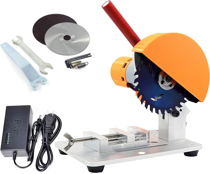 NovelLife Mini Miter Saw 4 inch Electric Cut-Off Chop Saw 775 Motor 105mm Circular Blade for DIY Model Crafts Hobby Metal Wood Plastic Compound Cutting Tool Upgraded