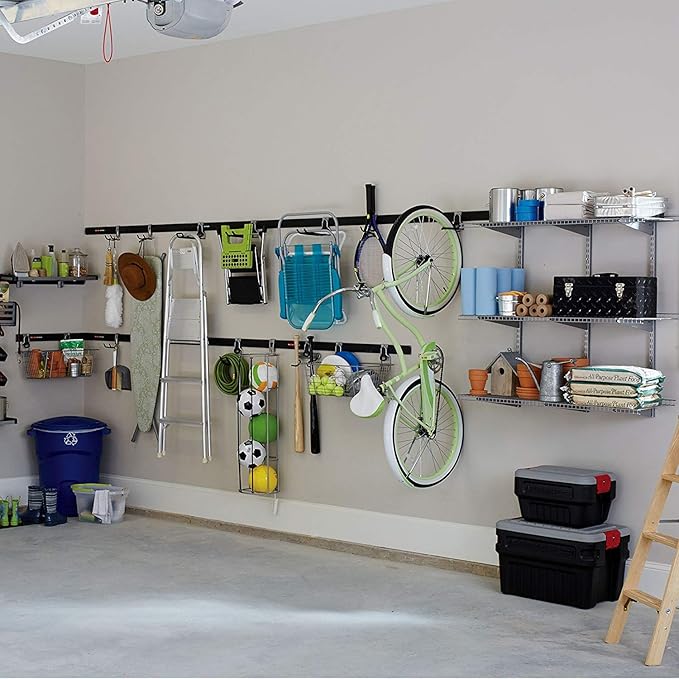 Rubbermaid FastTrack Garage Organization System, Vertical Bike Hook, Black, Holds up to 50 Pounds, Wall Mount and Heavy Duty Garage Hanger for Bike Storage