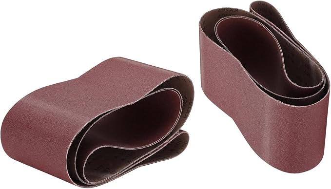 uxcell 2pcs 6" x 89" Sanding Belts 100 Grits Aluminum Oxide Abrasive Belt Sander Paper Sanding Papers for Metal Wood Grinding Polishing, Reddish Brown