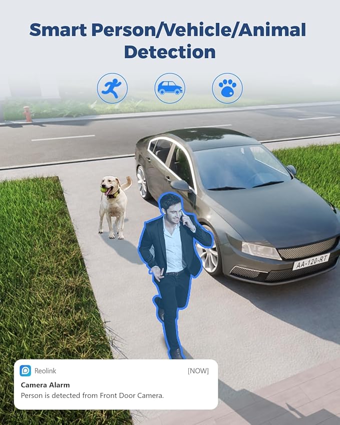 REOLINK 4K WiFi Security Camera with Ultra-Wide Angle, 2.4/5GHz Plug-in Outdoor Camera, Smart Human/Vehicle/Pet Detection, Color Night Vision, Two-Way Talk, IP67 Waterproof, Duo 2 WiFi