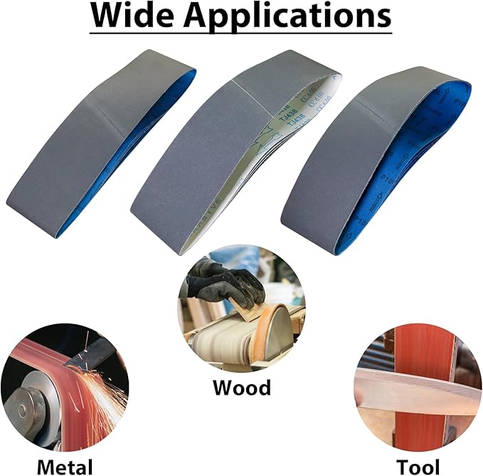 4 x 36 Inch Sanding Belts, Silicon Carbide Knife Sharpening Sanding Belt, 4 Pcs Each of 600, 800, 1000 Grits Sanding Belt for Belt Sander, 12 Pack