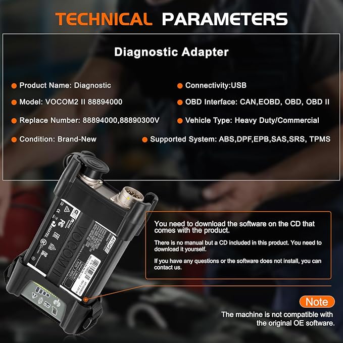 Diagnostic Tool V2.8. 150 for VOE VOCOM2 88894000 88890300V Vocom Tech Tool Diagnostic KIT,Truck excavators Buses Yacht Diagnose with 2.8 Software SSD 88894000 88890300V
