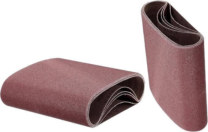 uxcell 2pcs 8" x 19" Sanding Belts 80 Grits Aluminum Oxide Abrasive Belt Sander Paper Sanding Papers for Metal Wood Grinding Polishing, Reddish Brown