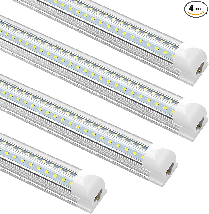 (Pack of 4) LED Tube Lights T8 Integrated Single Fixture, 5FT, 36W, 6000K, 3600LM Utility Shop Light, V Shape High Output Led Ceiling Light for Garage, Warehouse, Basement, Plug and Play