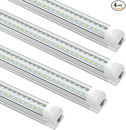 (Pack of 4) LED Tube Lights T8 Integrated Single Fixture, 5FT, 36W, 6000K, 3600LM Utility Shop Light, V Shape High Output Led Ceiling Light for Garage, Warehouse, Basement, Plug and Play