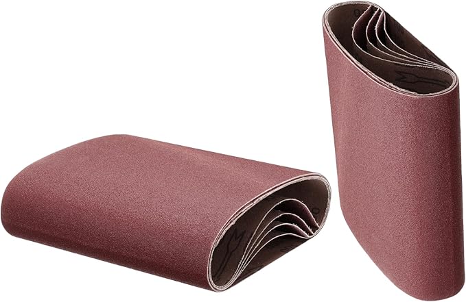 uxcell 5pcs 8" x 19" Sanding Belts 120 Grits Aluminum Oxide Abrasive Belt Sander Paper Sanding Papers for Metal Wood Grinding Polishing, Reddish Brown