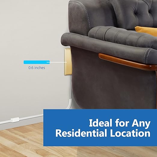 LIDER Flat-Face Outlet Extender with 3 Receptacles, Ultra-Thin Wall Plate Plug with Cord Extender and 3-Outlet Power Strip, 3ft Cord, LWE3-315-GD, Gold